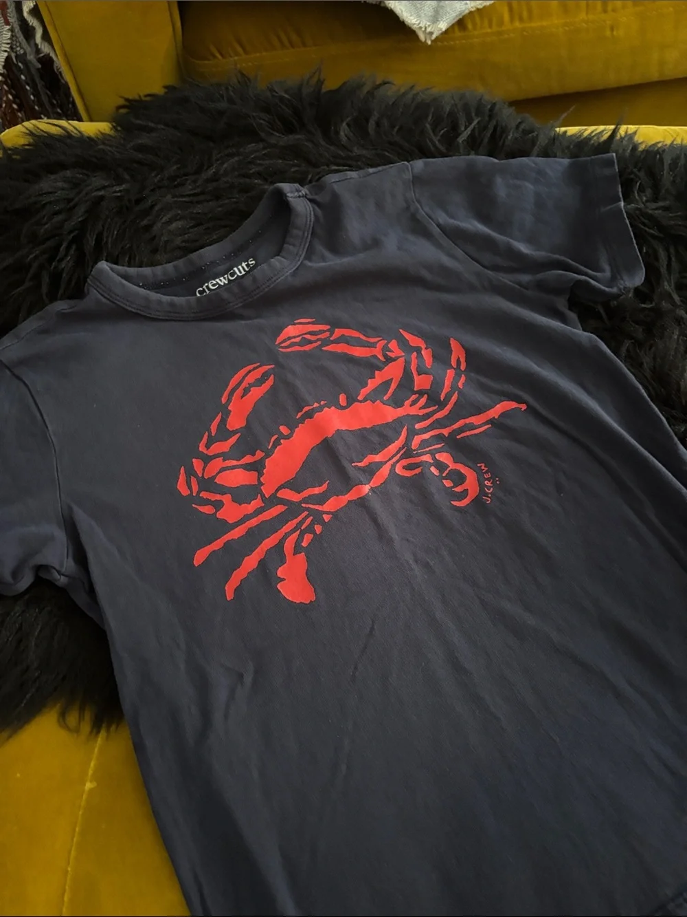 Boys Navy Blue Crewcuts Crab T-shirt M 8 9